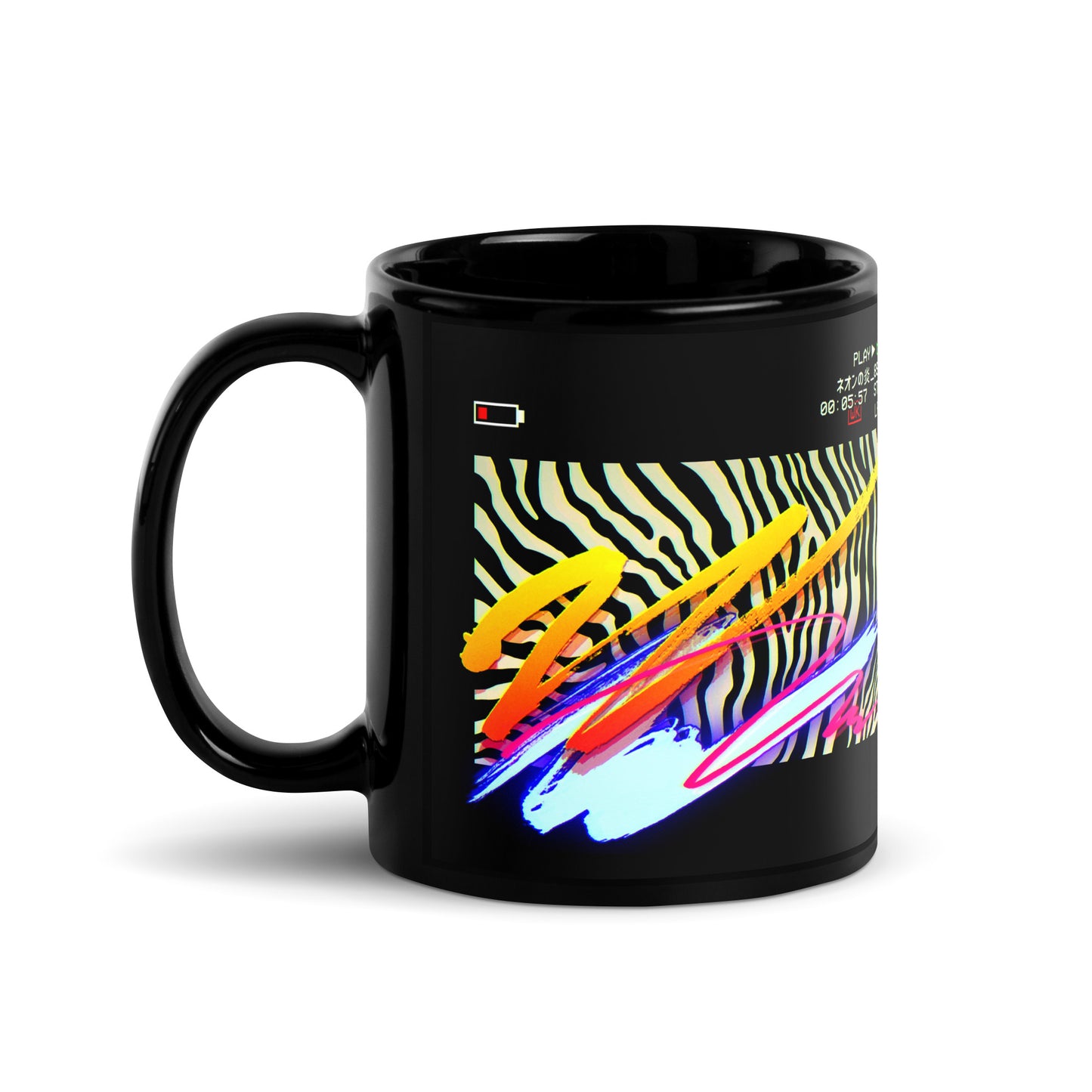 Neon Flame Black Glossy Mug