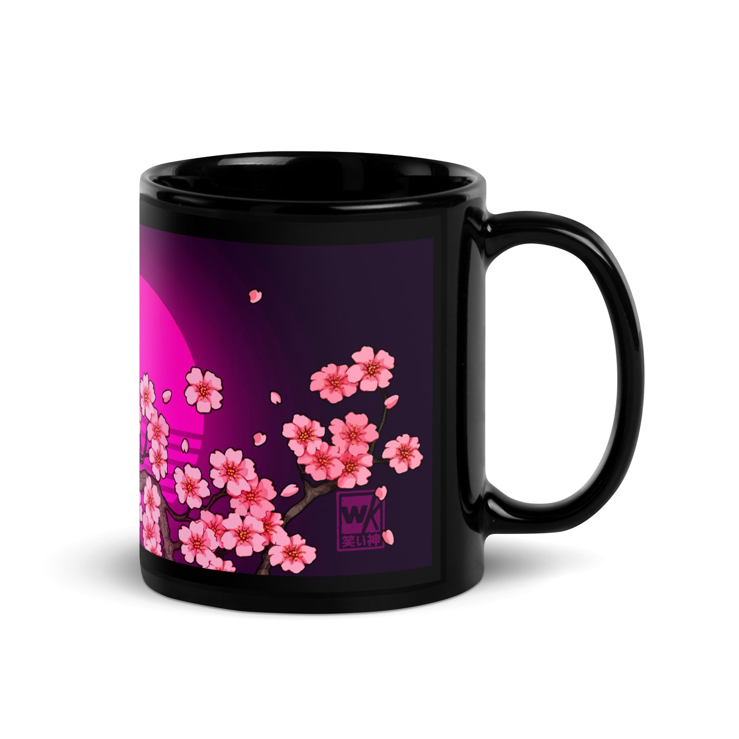 VHS Sakura Rewind Midnight Black Glossy Mug