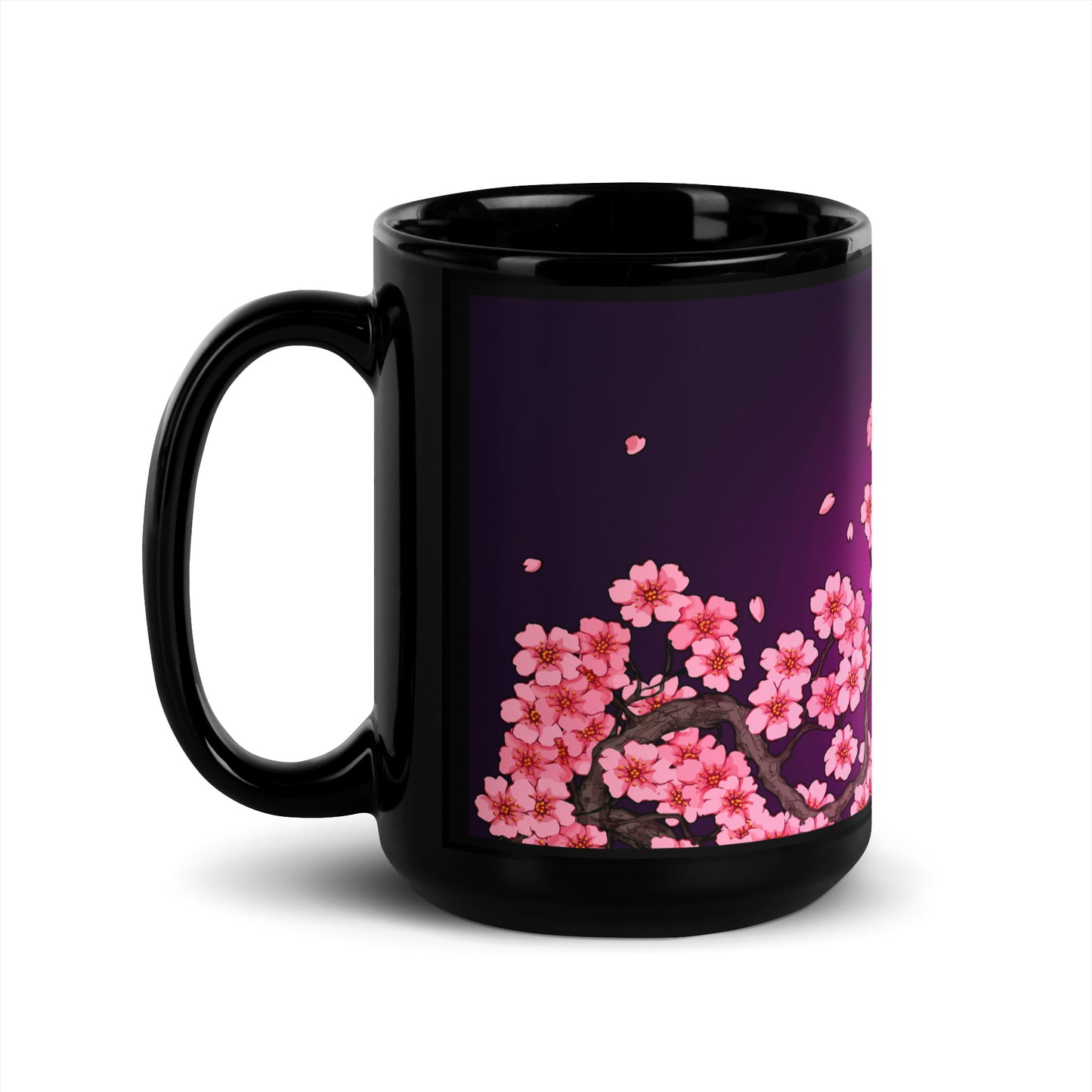 VHS Sakura Rewind Midnight Black Glossy Mug