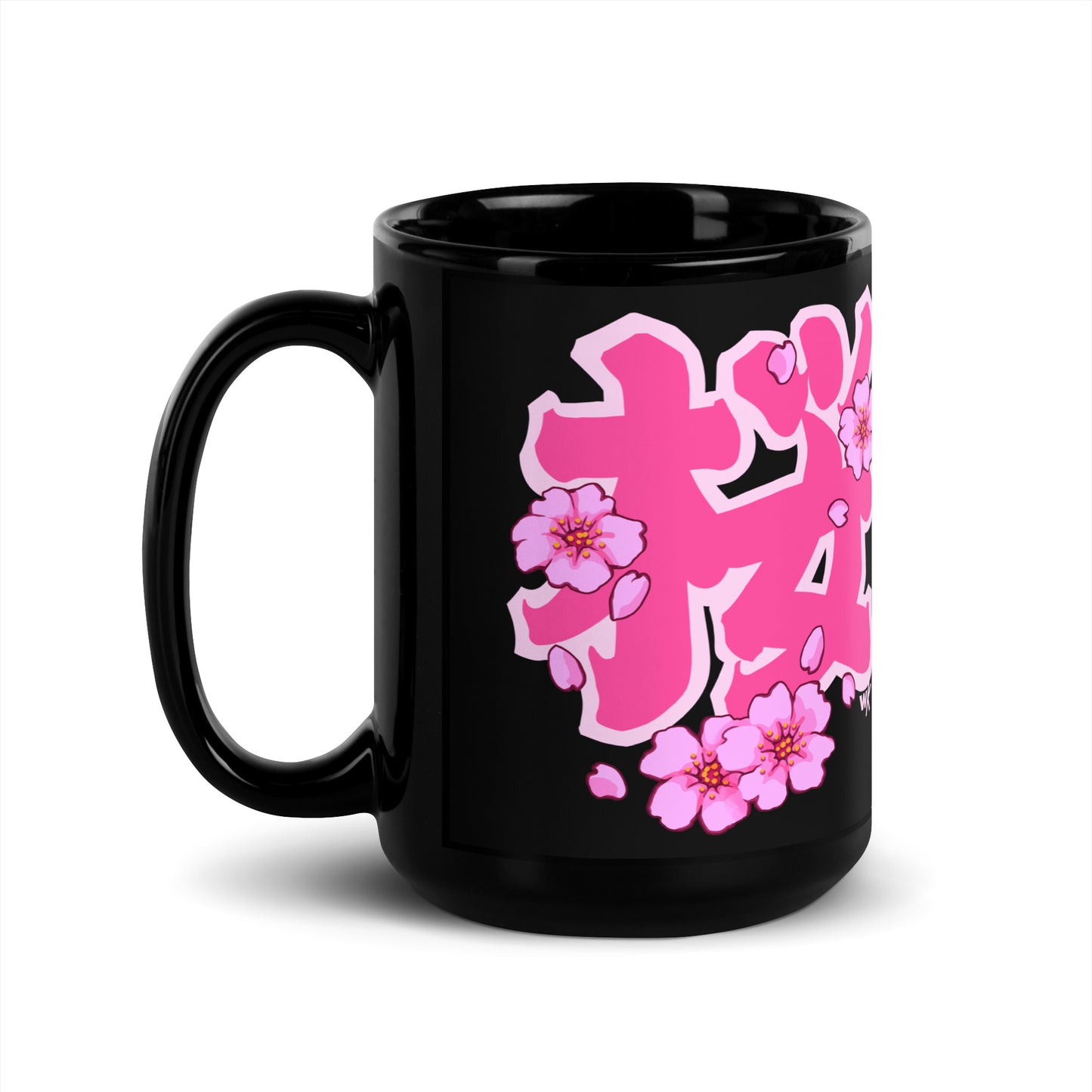 Edo Sakura Black Glossy Mug