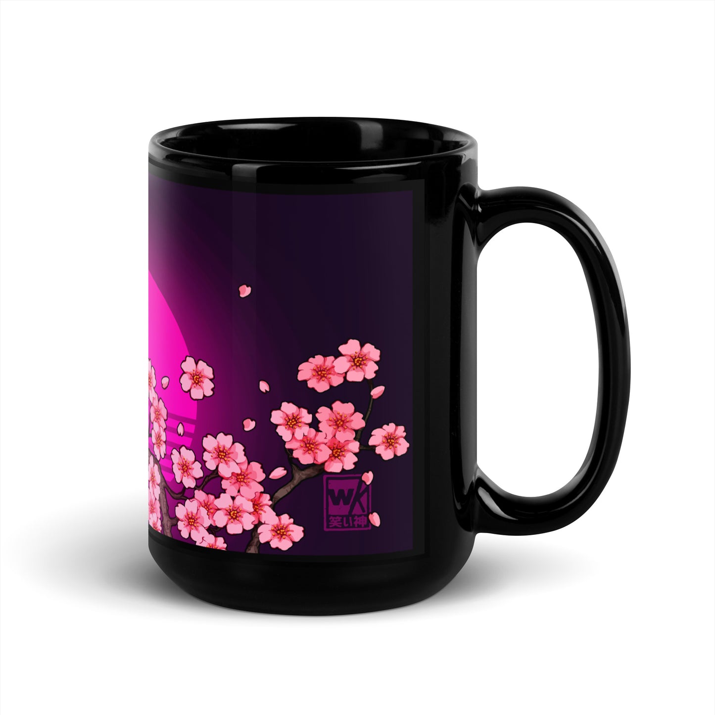 VHS Sakura Rewind Midnight Black Glossy Mug